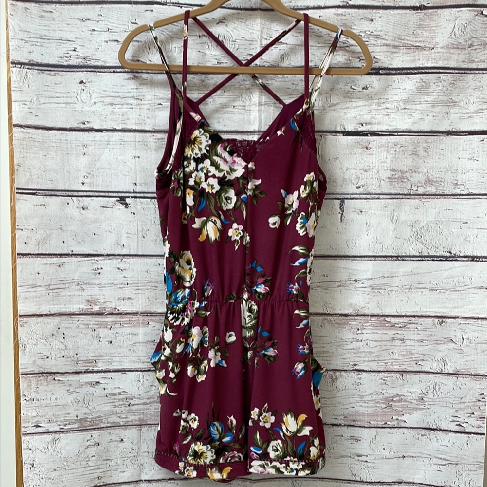 Floral Burgundy Romper